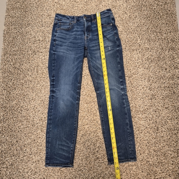 American Eagle Stretch Jean Mid Rise Straight Leg Size 2 Short Button Fly - Picture 8 of 16